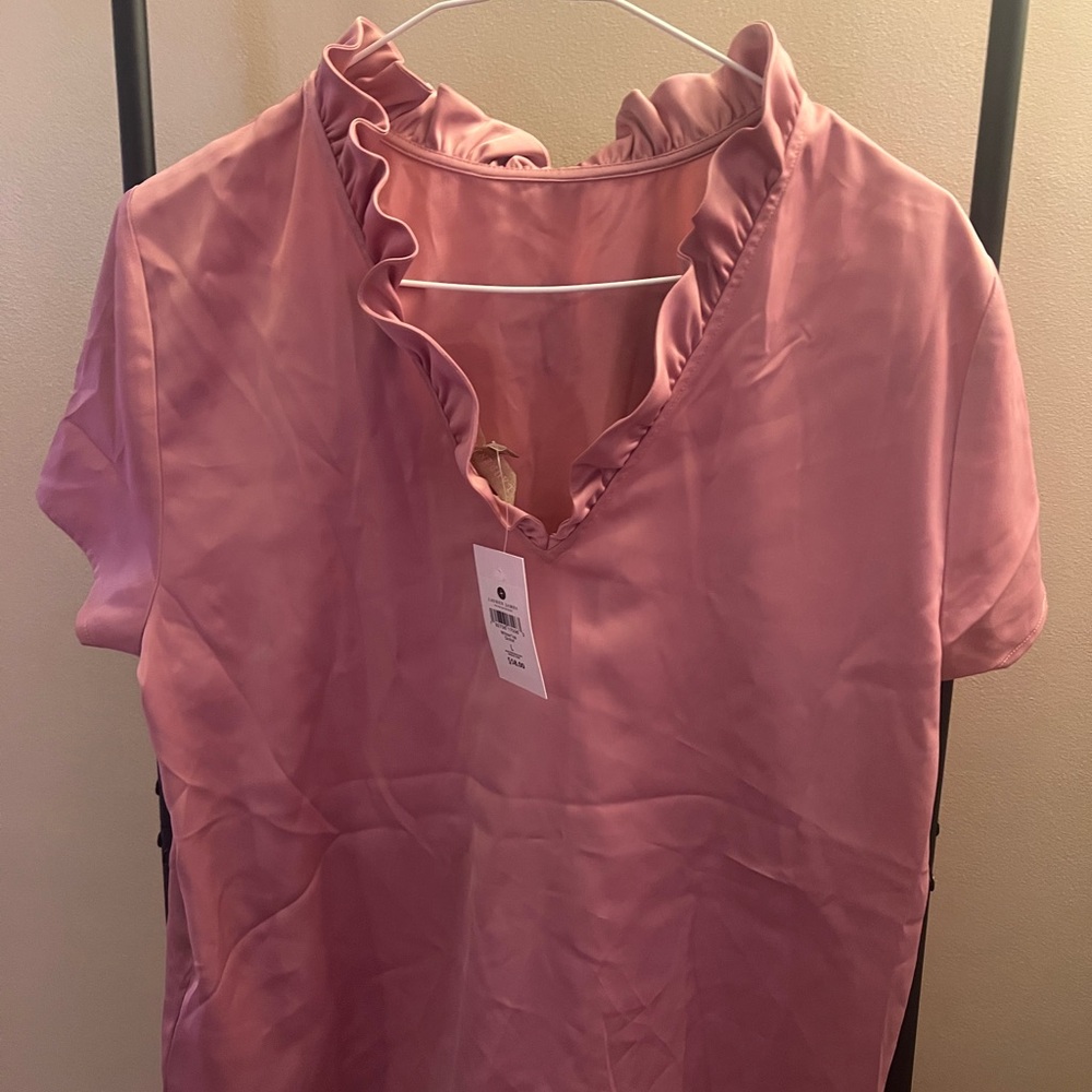 Lauren James Blush Ruffle Neck Blouse